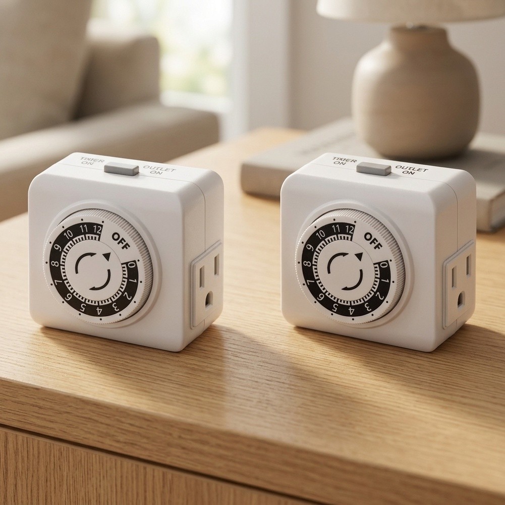Timer Dual Outlet - 2 Pack 24 Hour Indoor Mechanical